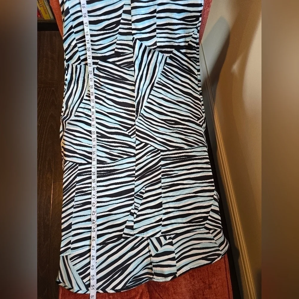 NWT DKNY Silky Sleeveless V-Neck Maxi Dress Blue White Brown Multi Stripes Sz S - Picture 10 of 12